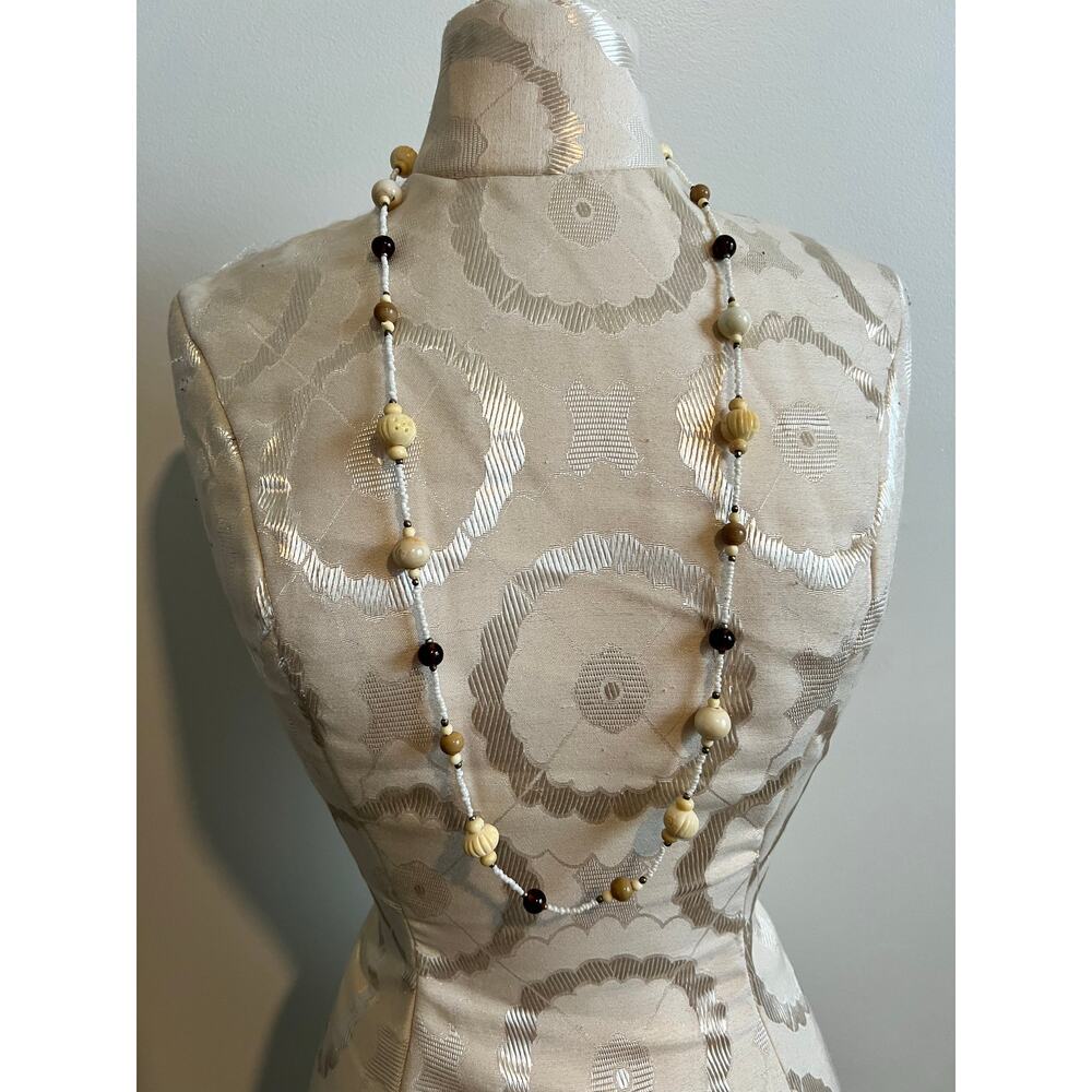Beaded Long White Shell Necklace